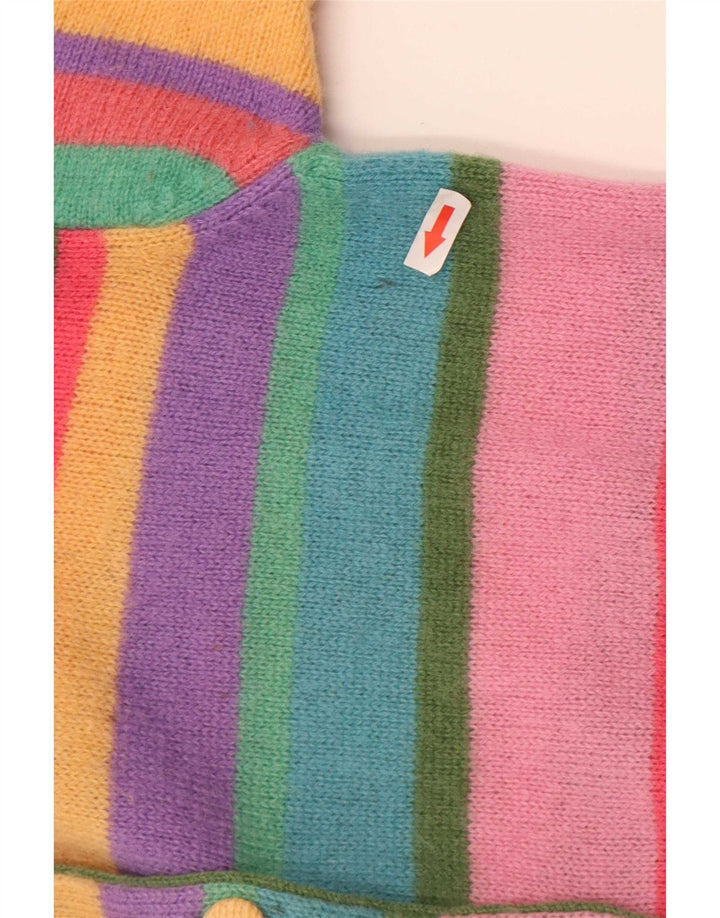 Pulover cardigan pentru femei Benetton UK 10 Lână cu dungi multicolore mici