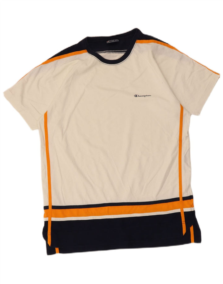 Tricou pentru bărbați Champion Top mediu alb din bumbac color bloc