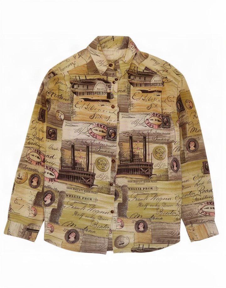 Cămașă Vintage pentru femei cu model abstract UK 14 Medium Multicolor