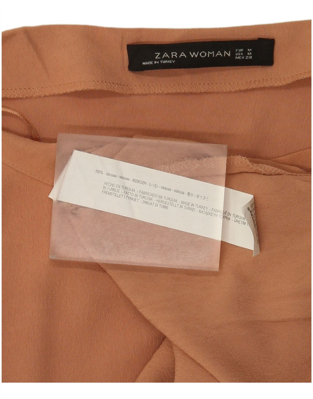 Top pentru femei Zara cu mânecă lungă UK 12 Medium Brown Viscose