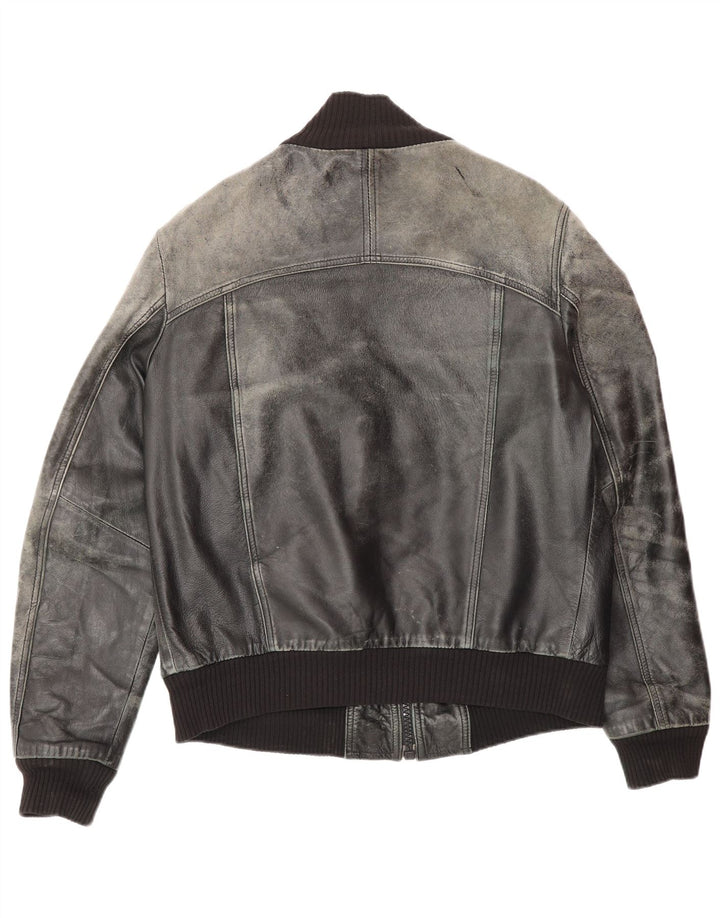 Jachetă de piele vintage pentru bărbați UK 38 Medium Black Leather