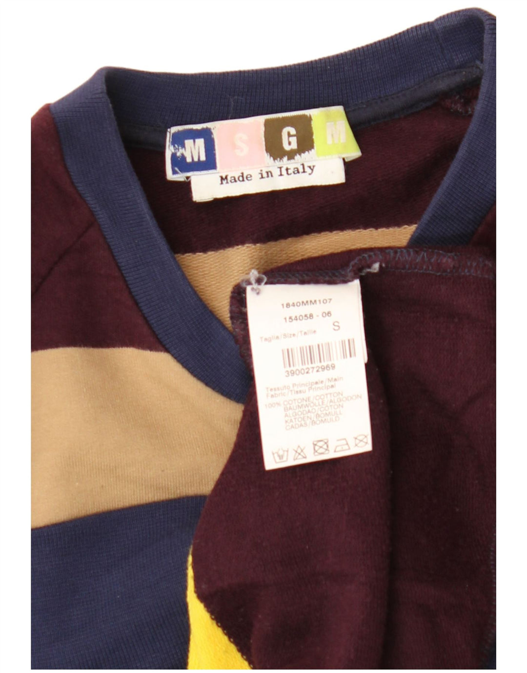 Hanorac pentru bărbați MSGM Pulover mic din bumbac cu dungi multicolore