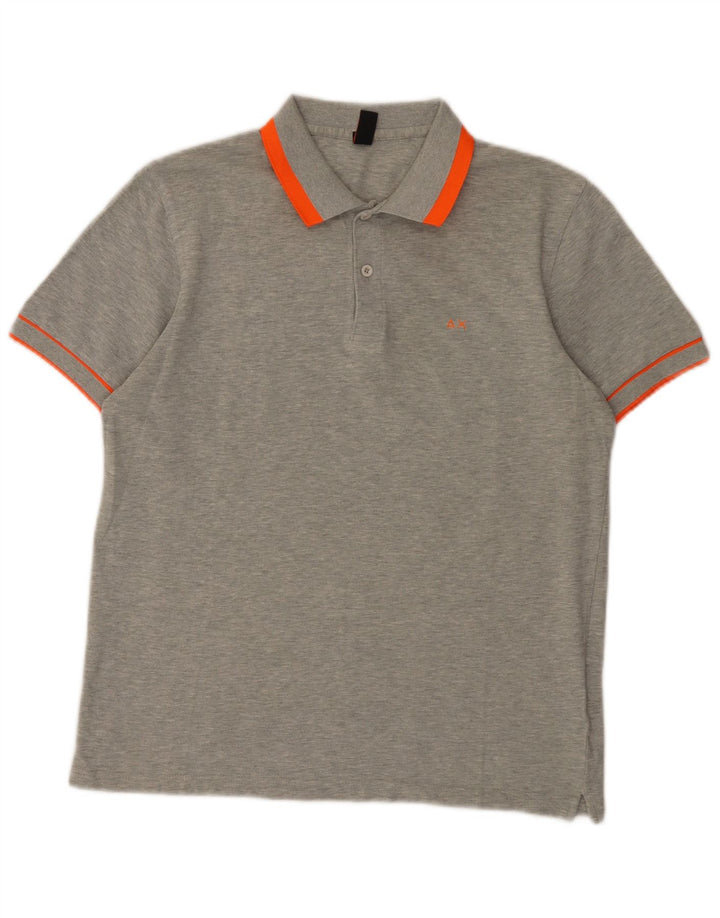 Tricou polo Sun68 pentru bărbați, bumbac, gri mediu