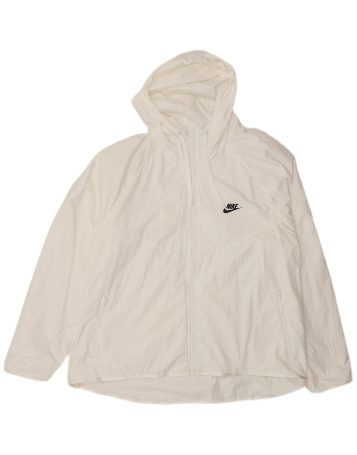 Jachetă de ploaie cu glugă Nike pentru bărbați UK 44 2XL Poliester alb