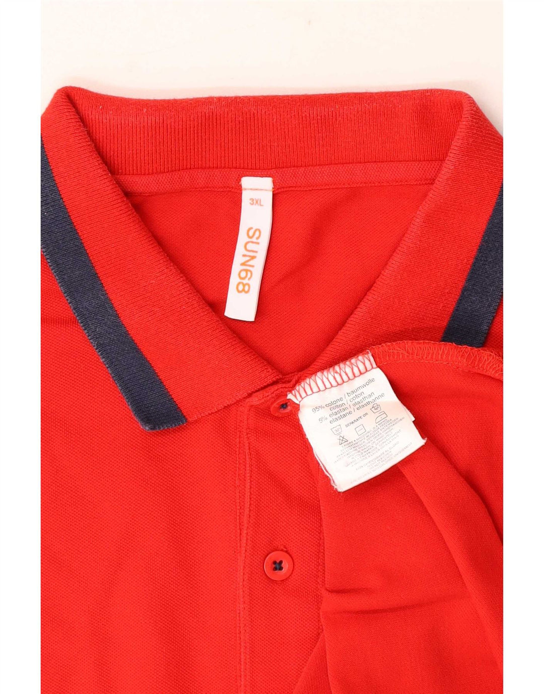 Tricou polo Sun68 pentru bărbați, bumbac roșu 3XL