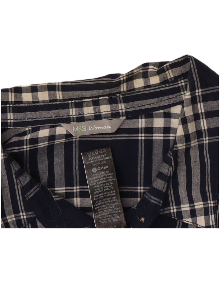 Cămașă pentru femei Marks & Spencer UK 16 mare din bumbac cu carouri bleumarin