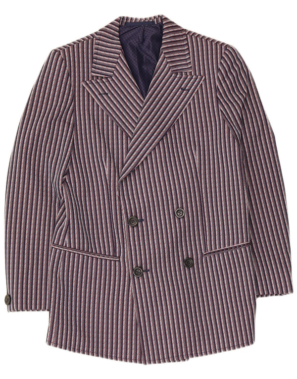 Jachetă vintage pentru femei cu piept dublu EU 44 XL bleumarin cu dungi