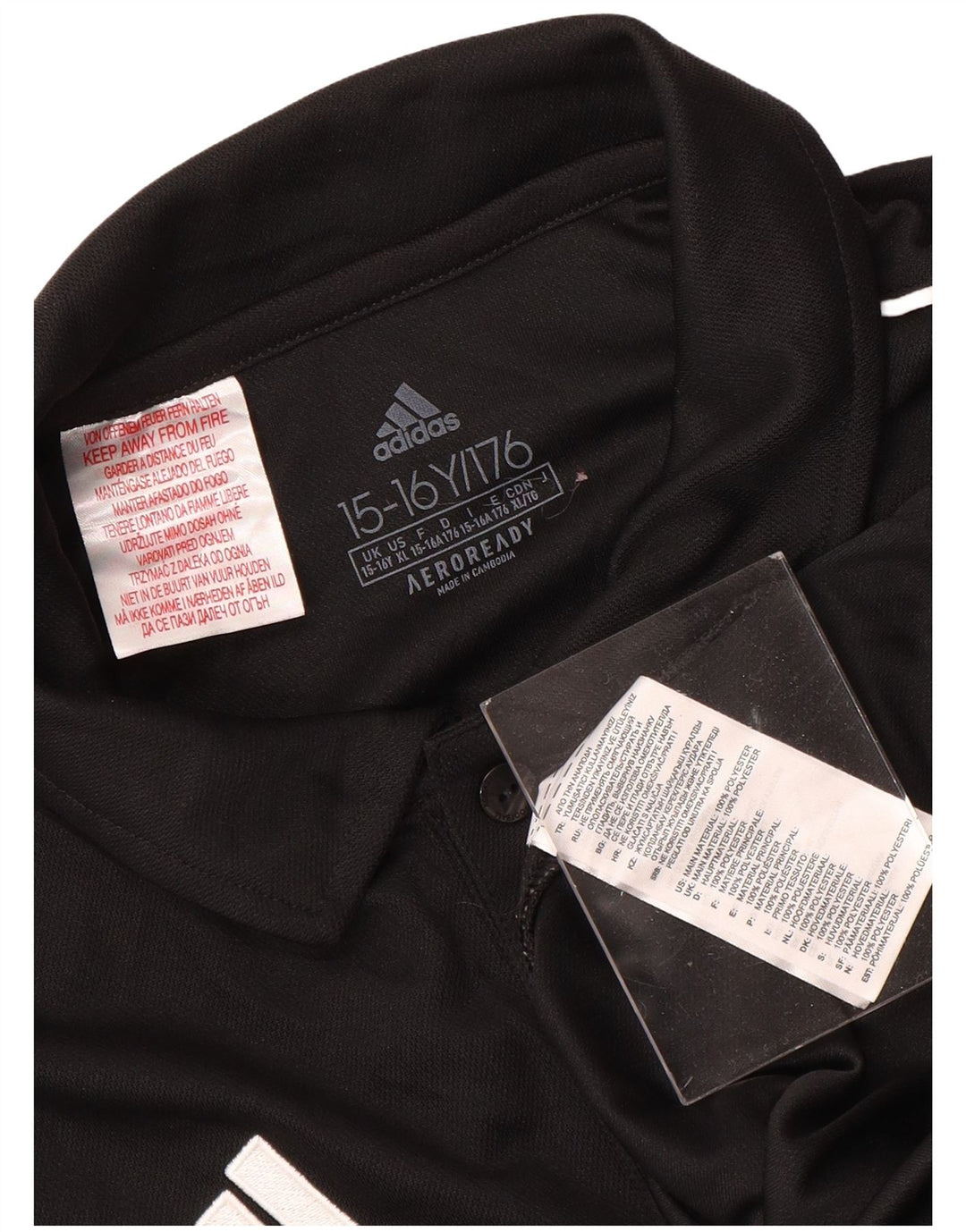 Tricou polo ADIDAS Aeroready pentru baieti 15-16 ani poliester negru