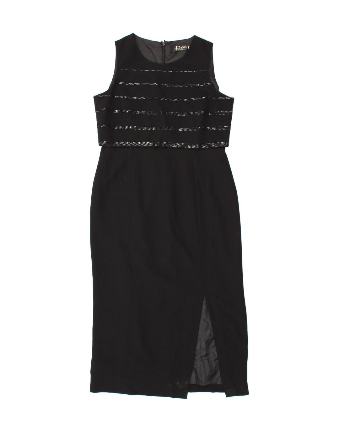 DEBUT Womens Sheath Dress UK 14 Large Black Polyester Vintage Debut and Second-Hand Debut from Messina Hembry 
