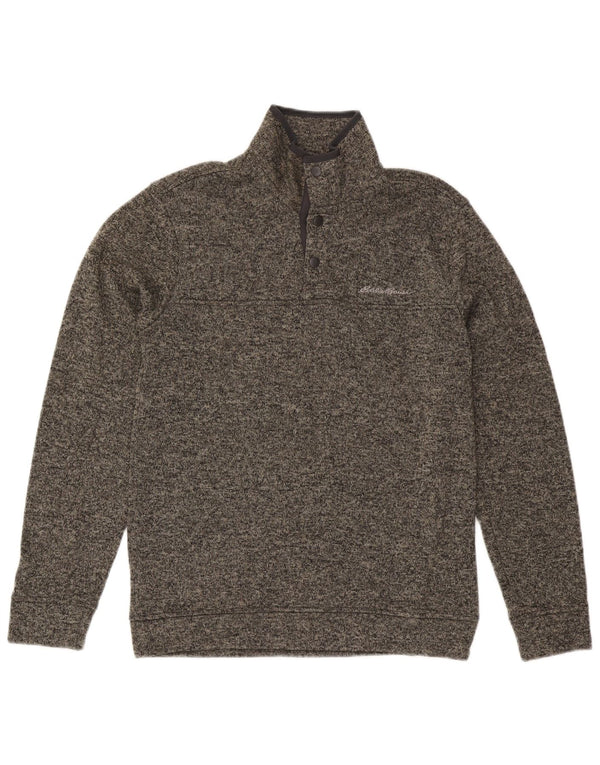 Hanorac pentru bărbați Eddie Bauer, cu gât cu nasturi, pulover mic, gri, poliester pătat