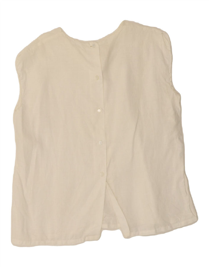 VINTAGE Womens Sleeveless Shirt Blouse IT 42 Medium White Vintage Vintage and Second-Hand Vintage from Messina Hembry 