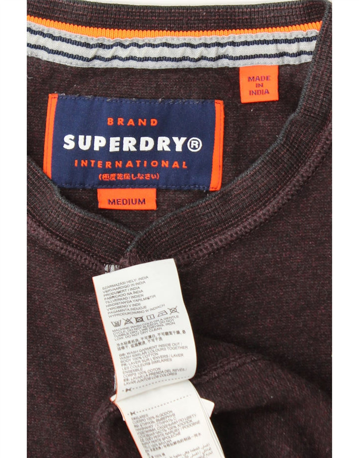 SUPERDRY Top pentru bărbați cu mânecă lungă din bumbac burgundy mediu
