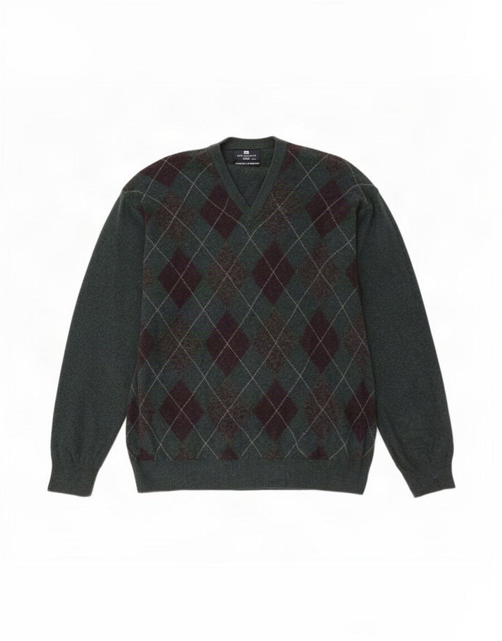 Marks & Spencer Pulover cu decolteu în V Blue Harbour pentru bărbați, 2XL, verde