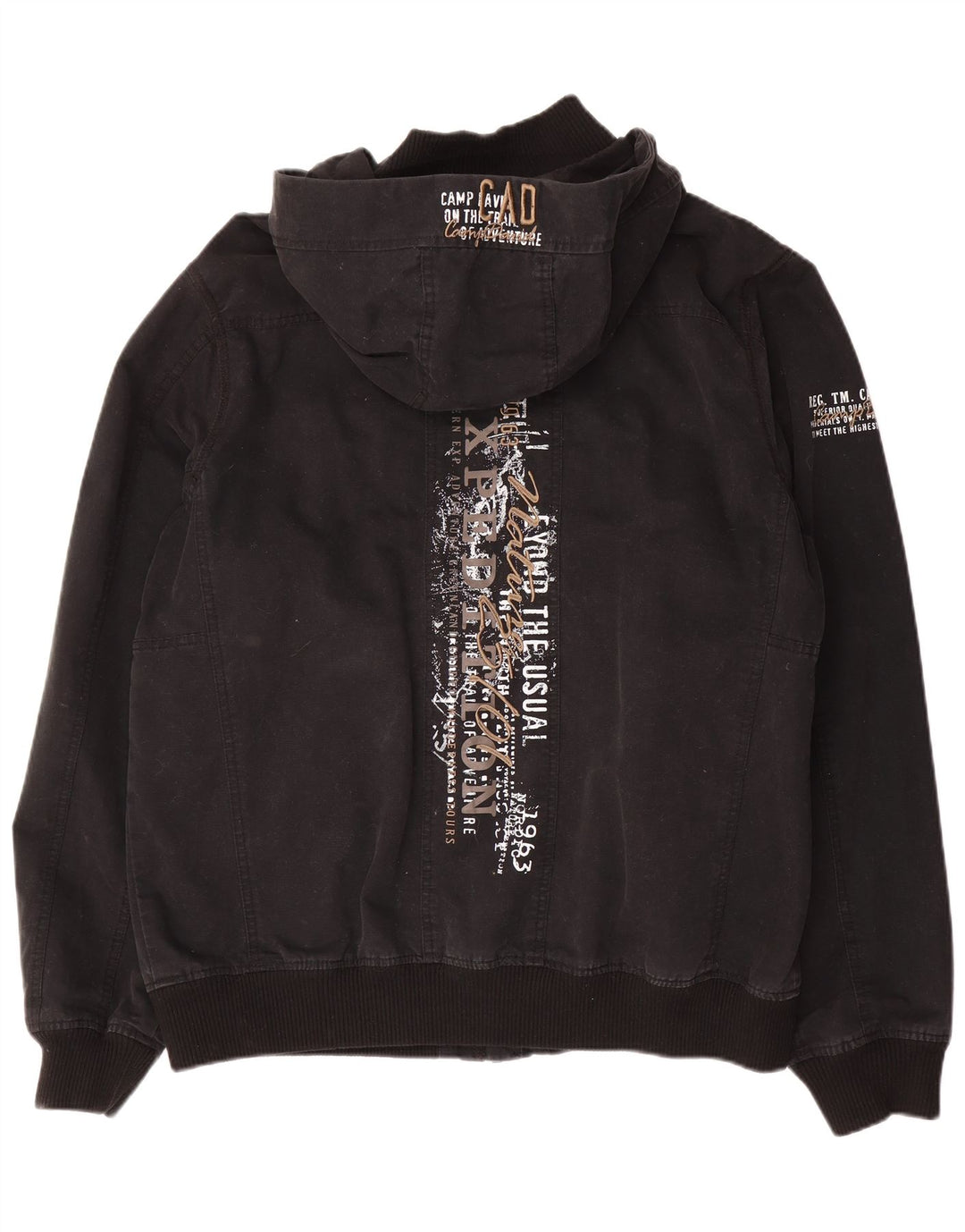 Jachetă Bomber cu grafică Camp David pentru bărbați UK 42 XL, bumbac negru
