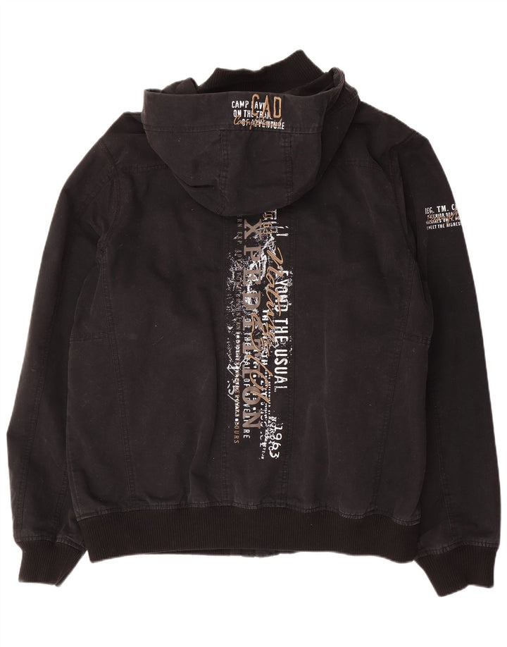 Jachetă Bomber cu grafică Camp David pentru bărbați UK 42 XL, bumbac negru