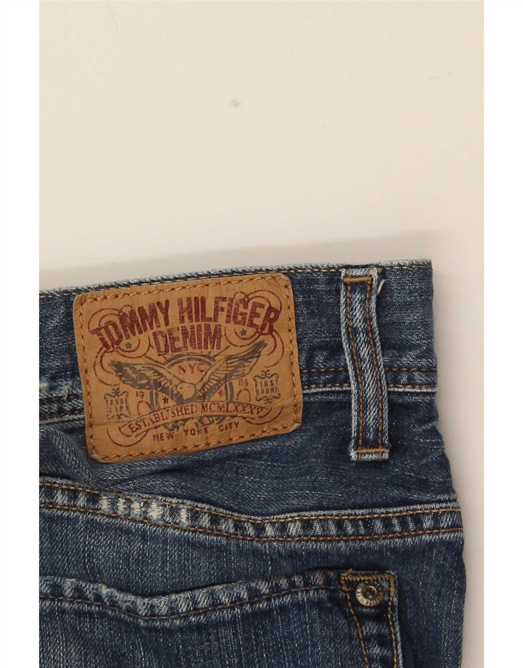 Blugi drepți obișnuiți cu fermoar Ryder Tommy Hilfiger pentru bărbați W36 L32 albastru