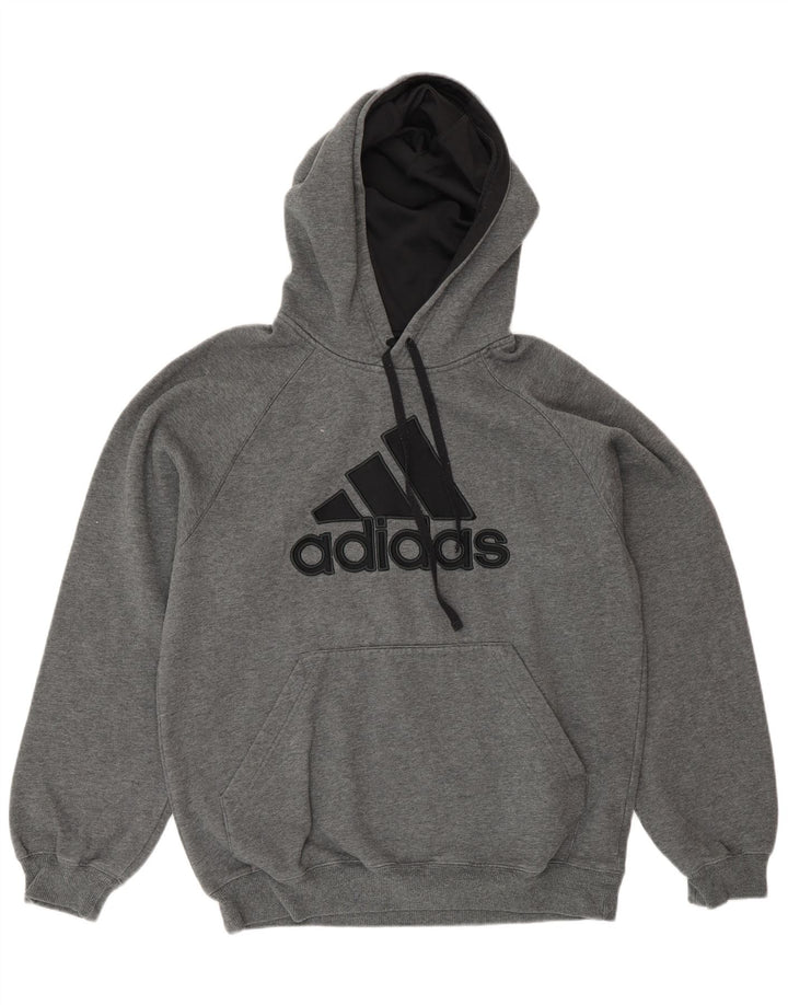 Pulover Adidas pentru bărbați cu capota, bumbac, gri mic
