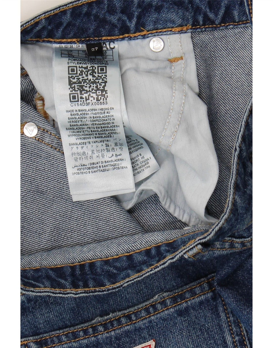 GUESS Womens Distressed Denim Skirt W27 Small  Navy Blue Cotton Vintage Guess and Second-Hand Guess from Messina Hembry 