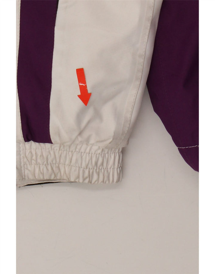 VINTAGE Girls Windbreaker Jacket 11-12 Years  White Colourblock Polyester Vintage Vintage and Second-Hand Vintage from Messina Hembry 