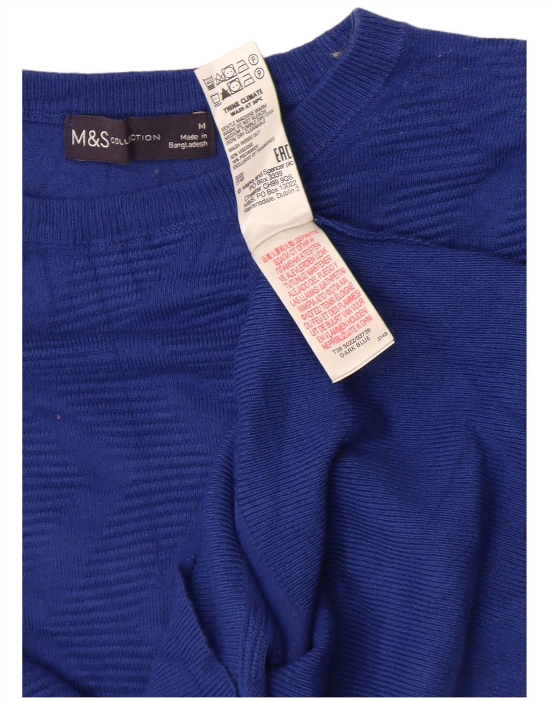 Pulover pentru femei Marks & Spencer cu decolteu triplu UK 14 Medium Blue Geometric