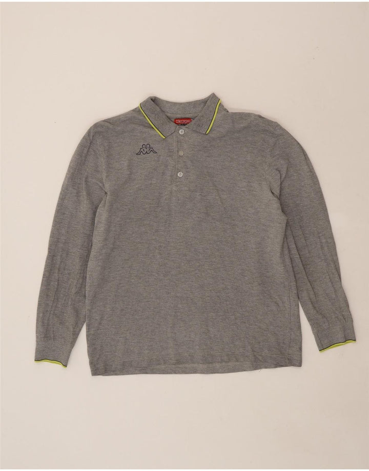KAPPA Mens Long Sleeve Polo Shirt Large Grey Cotton