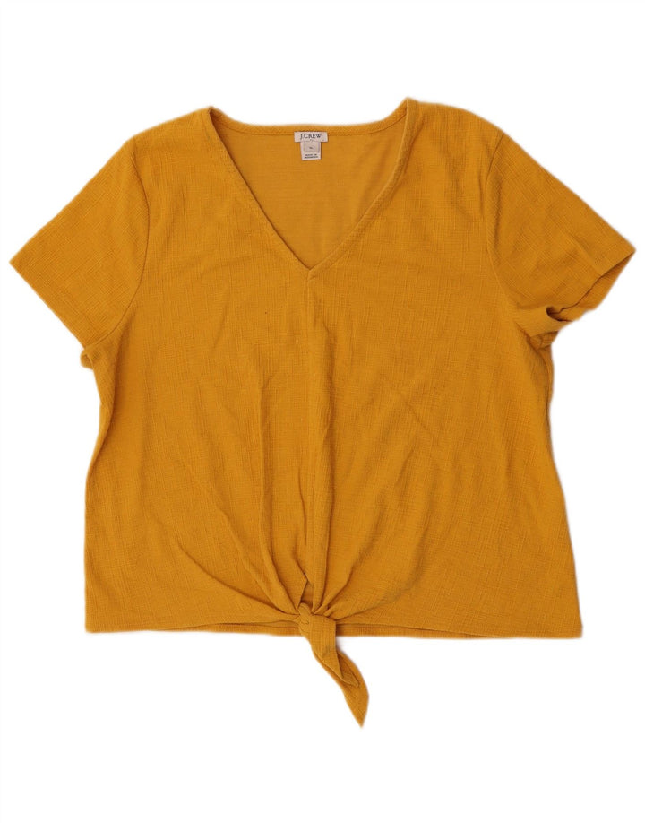 Bluză J. Crew pentru femei cu cravată în față, UK 18 XL, bumbac galben
