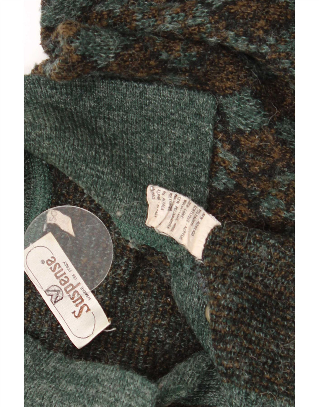 Pulover suspense pentru bărbați cu gât polo IT 50 verde mediu Argyle/Diamond