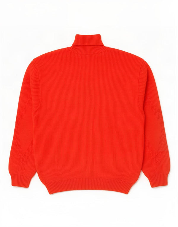 Pulover vintage pentru bărbați cu gât rulat IT 46 Small Red Argyle/Diamond