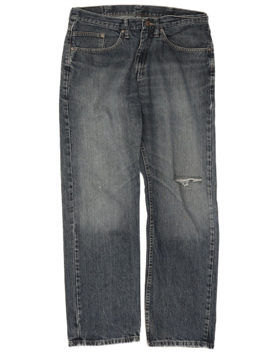 Blugi drepți Wrangler pentru bărbați, învechiți, cu ajustare normală, W34 L29, bumbac albastru