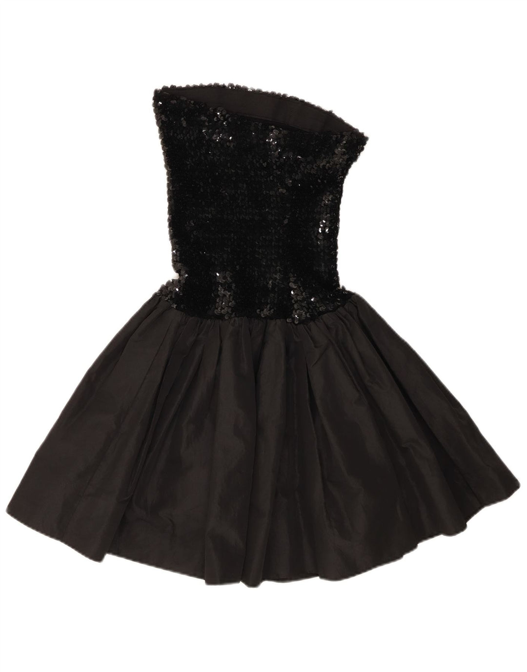 Rochie vintage pentru femei cu paiete fără bretele UK 12 Medium Black Viscose