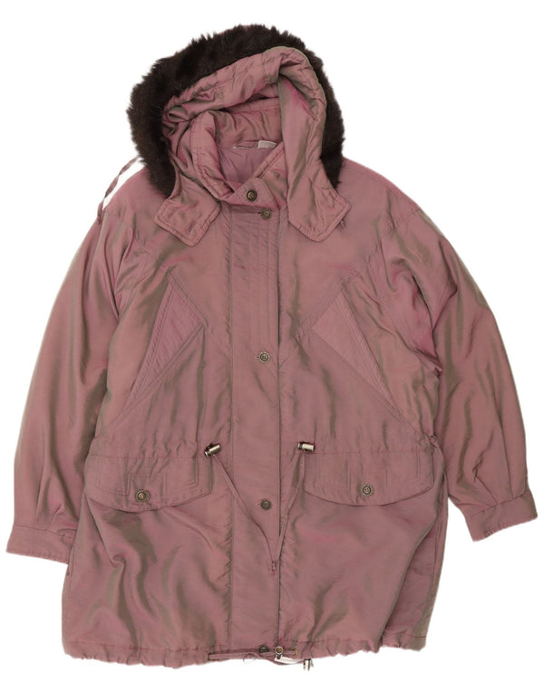 Jachetă parka supradimensionată cu glugă vintage pentru femei EU 44 XL roz