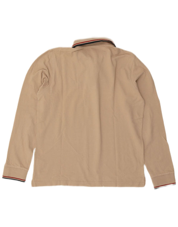 Tricou polo pentru bărbați Lotto cu mânecă lungă, bumbac, bej mediu