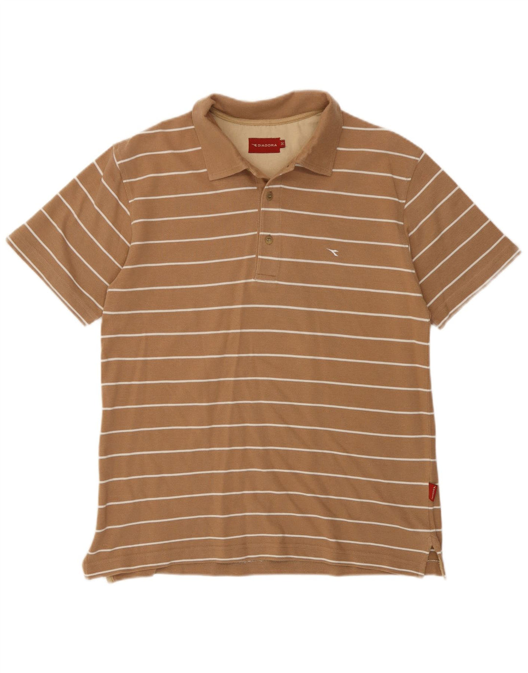 Tricou polo pentru bărbați Diadora, bumbac cu dungi, bej mediu