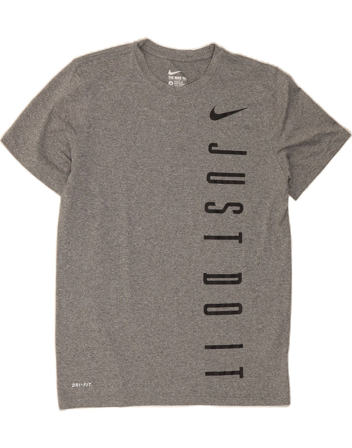 NIKE Mens Dri Fit Graphic T-Shirt Top Medium Grey Flecked Polyester Vintage Nike and Second-Hand Nike from Messina Hembry 