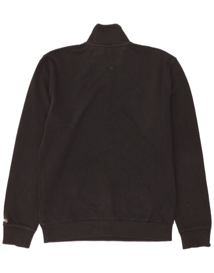 Hanorac TOMMY HILFIGER pentru bărbați, cu fermoar, cu gât, bumbac mediu negru