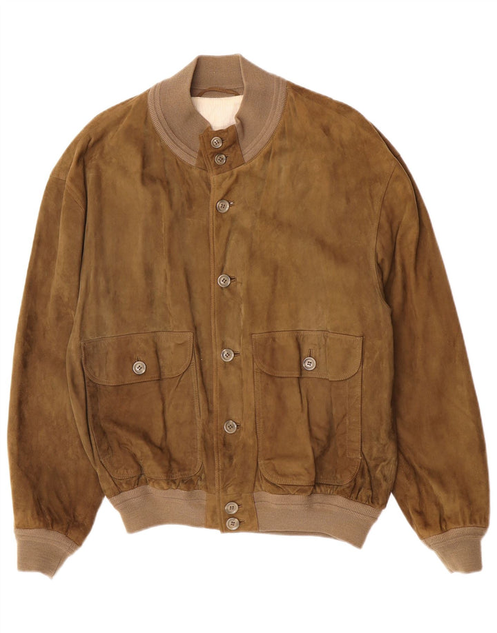 Bomber vintage pentru bărbați din piele intoarsa EU 50, mare, kaki