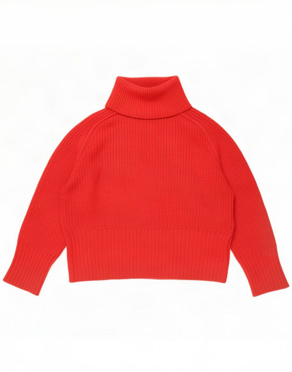 Zara Pulover supradimensionat cu gât rulat pentru femei UK 14 Medium Red Acrylic