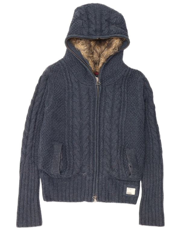 Pulover cardigan cu glugă Superdry pentru femei UK 14 Medium Bluemarin Blue Viscose