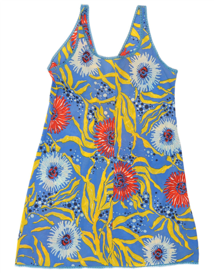 VINTAGE Rochie cu model abstract pentru femei UK 12 Medium Blue