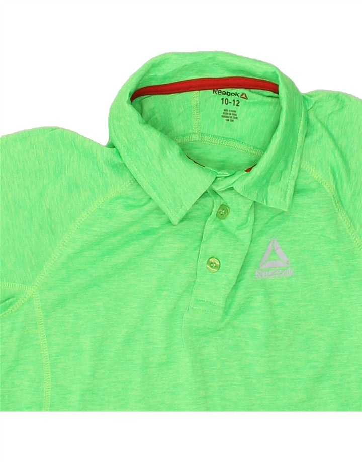 REEBOK Boys Polo Shirt 10-11 Years Green Polyacrylic Vintage Reebok and Second-Hand Reebok from Messina Hembry 