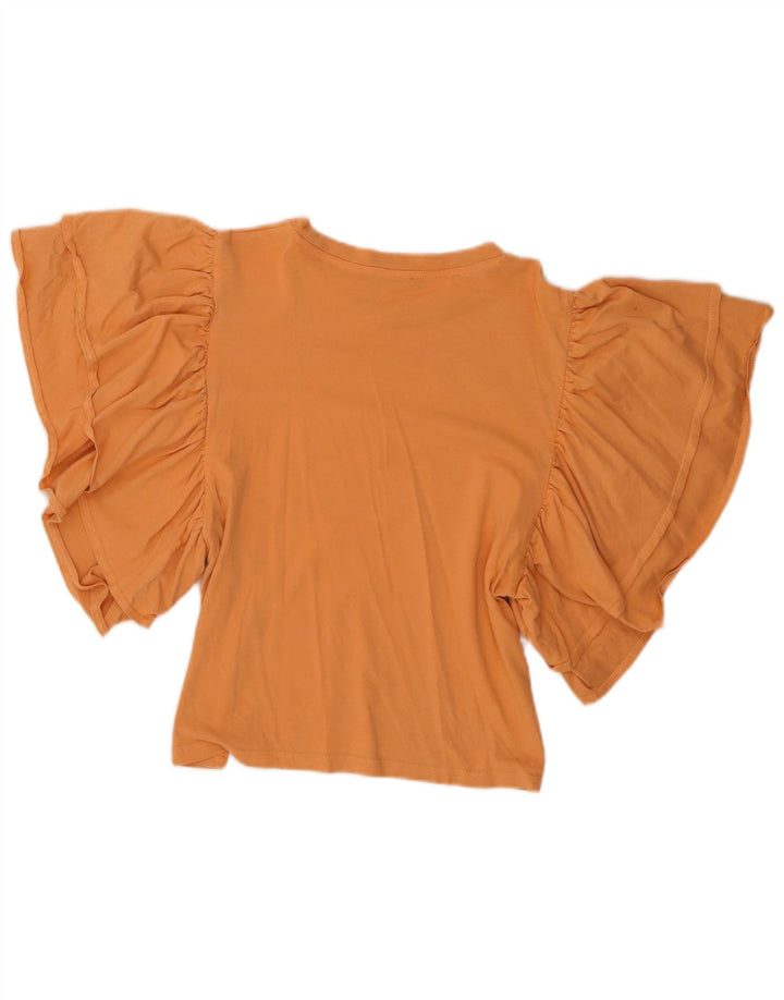 Bluză Zara pentru femei Crop Batwing Top UK 10 Bumbac portocaliu mic