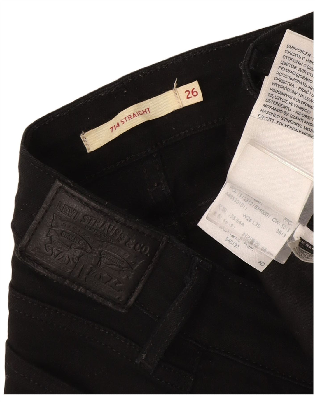 Blugi drepti pentru femei Levi's 714 W26 L30 bumbac negru