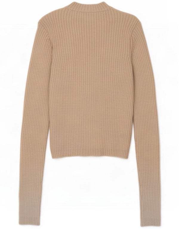Zara Crop Top pentru femei cu mânecă lungă UK 10 Small Beige Viscose