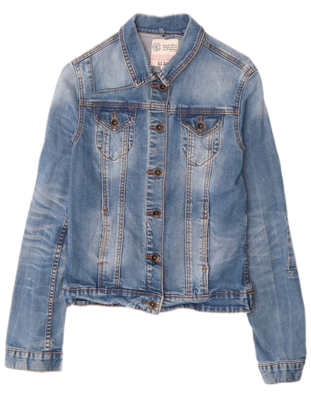 FAT FACE Jachetă de blugi pentru femei UK 8 Small Blue Bumbac