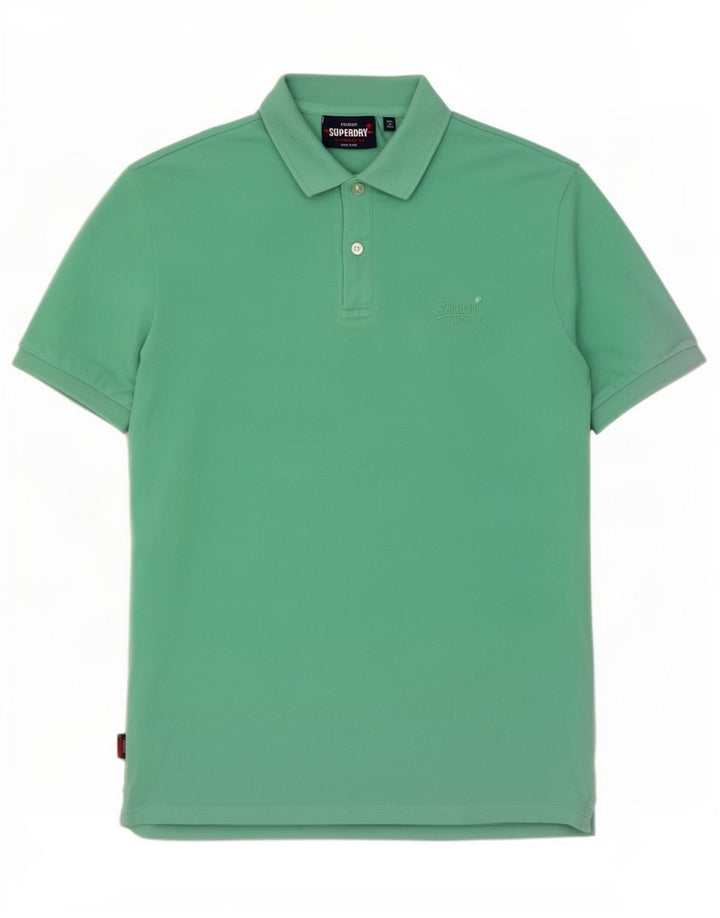 Tricou polo pentru bărbați Superdry, bumbac verde mediu