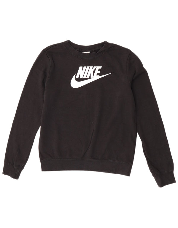 Pulover supradimensionat cu grafic Nike pentru femei UK 6 XS Bumbac negru