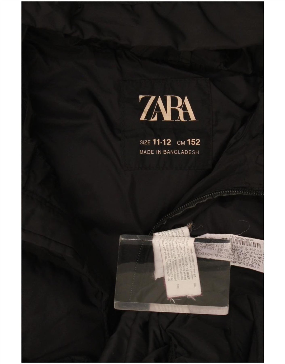 Jachetă căptușită cu glugă pentru fete Zara 11-12 ani Poliester negru