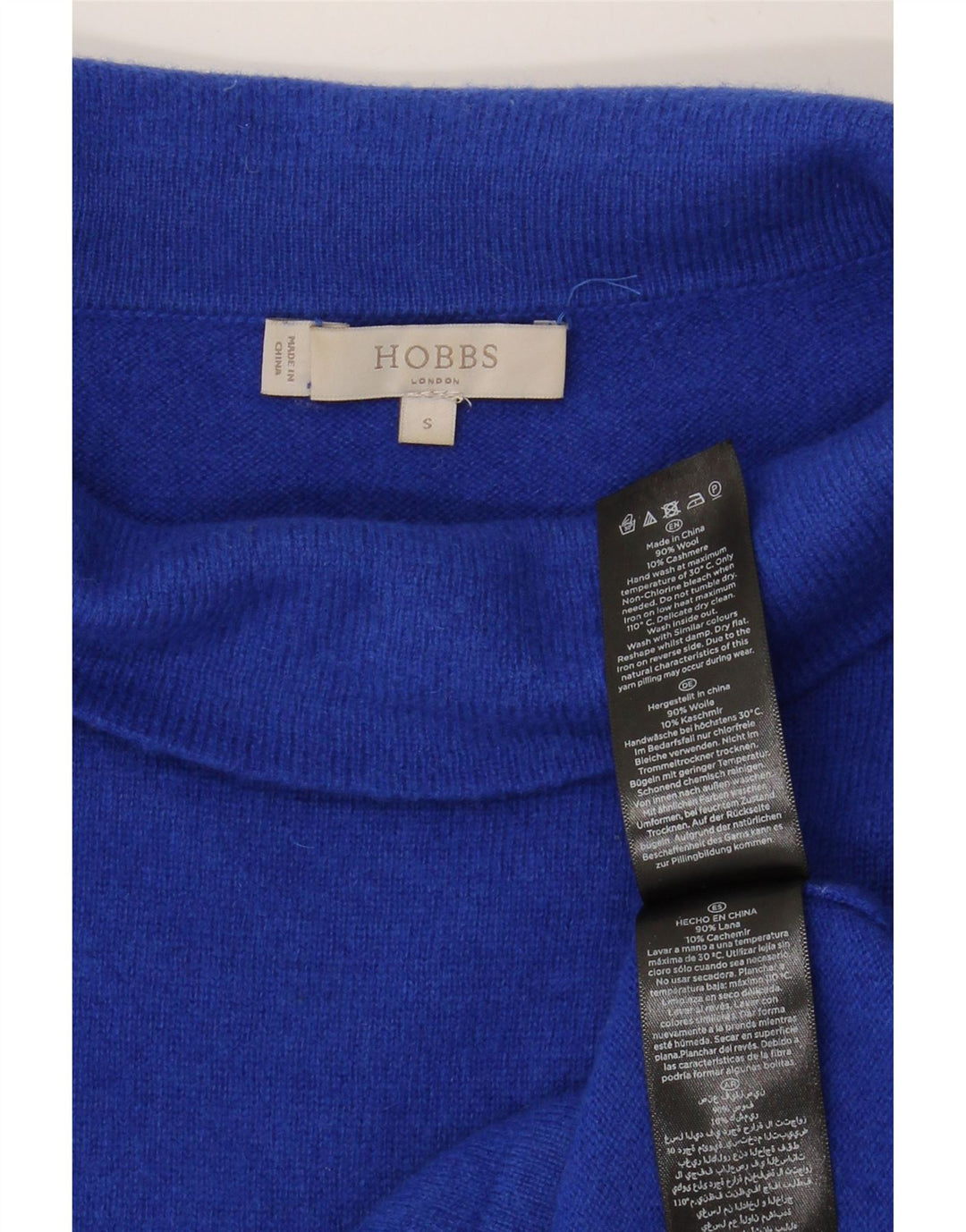 HOBBS Pulover cu gât rulat pentru femei UK 10 Lână albastră mică