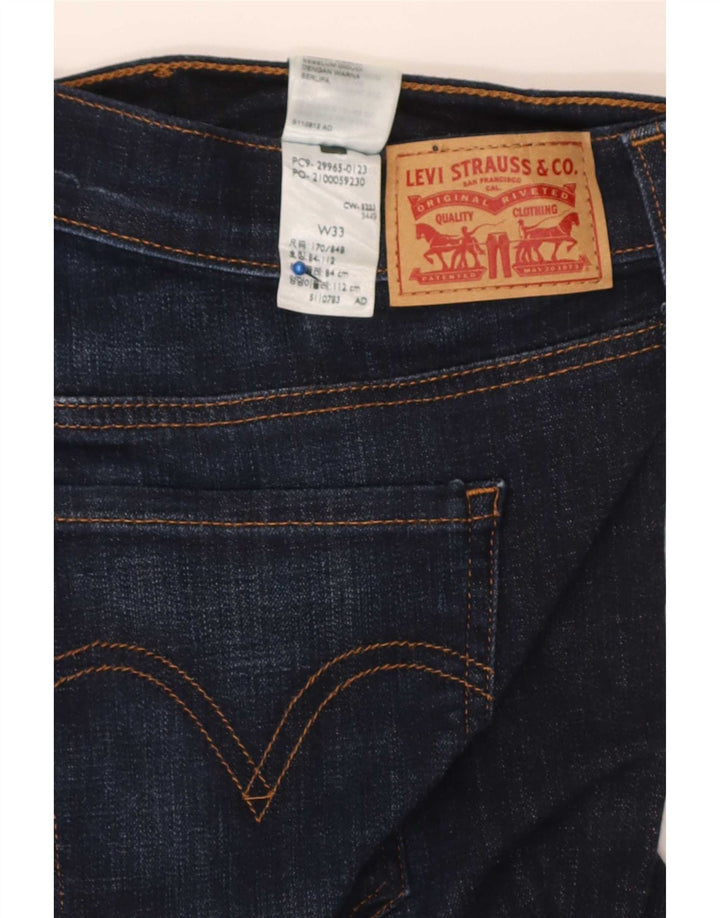 Pantaloni scurți din denim cu talie medie pentru femei Levi's W33, bumbac mare, albastru bleumarin