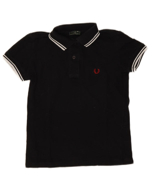 Fred Perry Womens Crop Polo Shirt UK 6 XS Black Cotton